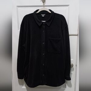 Eddie Bauer Women's Black Chutes Fleece Shirt Jacket 2X